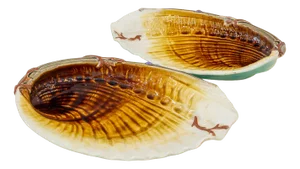 Antique French Shell Dishes by Hippolyte Boulenger for Choisy Le Roy, Set of 2