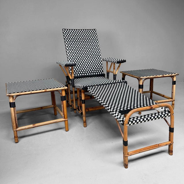 Mid-Century Modern Vintage Chaise Longue Set from Maison Louis Drucker, 1970s, Set of 3 For Sale - Image 3 of 18