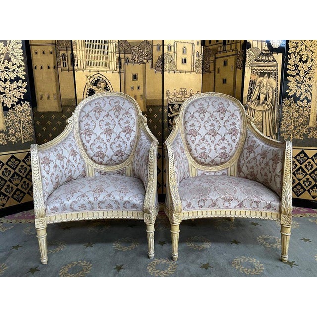Set of Louis XVI Bergere Armchairs For Sale - Image 11 of 11