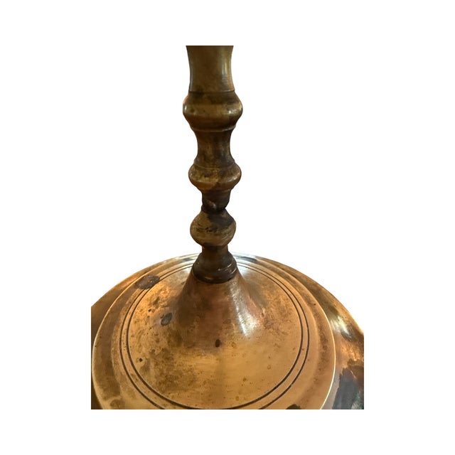 Brass Antique Polish Brass Five-Light Shabbat Candelabra For Sale - Image 8 of 12