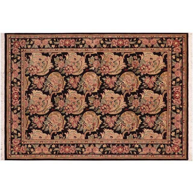 Black Art Nouveau 1990's William Morris Wool Rug 6'1'' X 9'1'' For Sale - Image 8 of 9