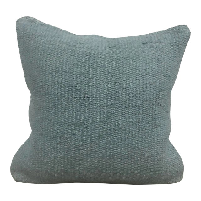 Turkish Blue Ethnic Handmade Hemp Kilim Pillow Cover For Sale