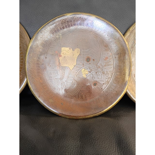 Set of 3 Vintage Egy Tian 9.5 " Wall Plates For Sale - Image 4 of 4