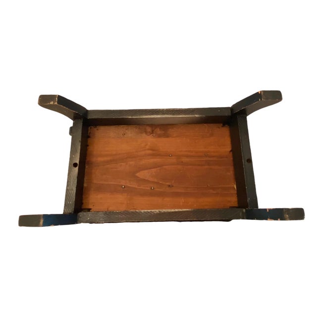 Vintage French Country Two Handle Floral Needlepoint Cricket Foot Stool For Sale - Image 11 of 13