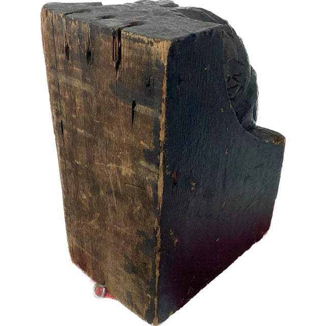 Black Large Carved Oak Grotesque Corbel For Sale - Image 8 of 10