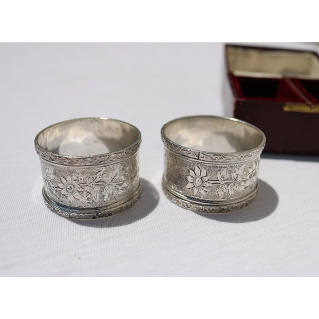 Metal Antique John Thompson & Sons Sterling Silver Napkin Rings in Box- Set of 2 For Sale - Image 7 of 13