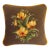 Vintage Hand-Stitched Floral Needlepoint Pillow With Golden Velvet Back For Sale