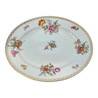 Late 20th Century Bavaria Tirschenreuth Old Meissen 3810 Floral Oval Serving Platter For Sale
