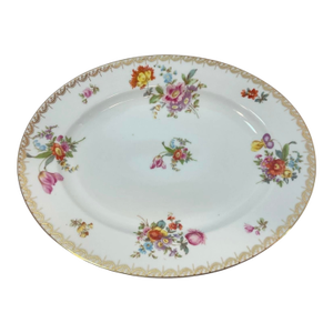 Late 20th Century Bavaria Tirschenreuth Old Meissen 3810 Floral Oval Serving Platter