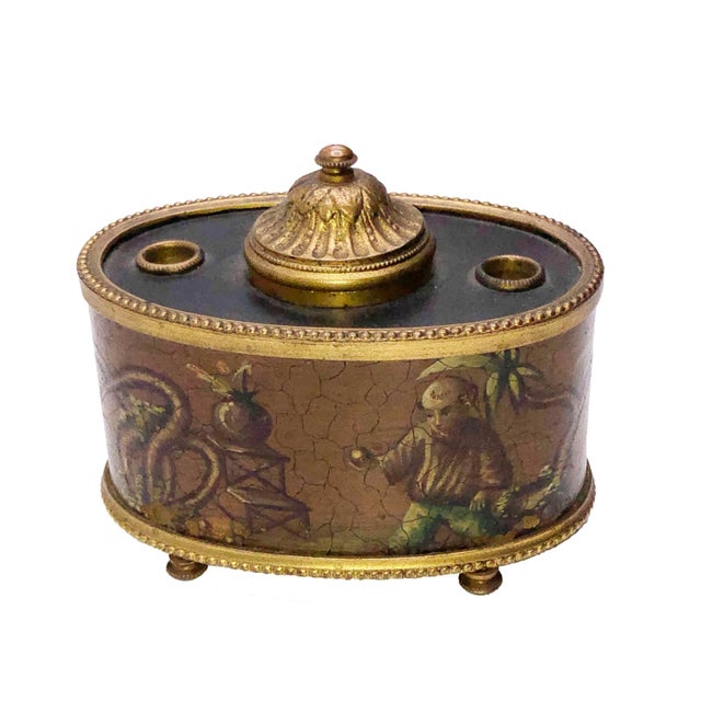 Chinoiserie Antique French Chinoiserie Inkwell For Sale - Image 3 of 10