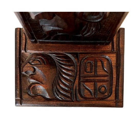 Vintage Hand Carved Wooden Mayan Aztec Style Bookends - a Pair | Chairish