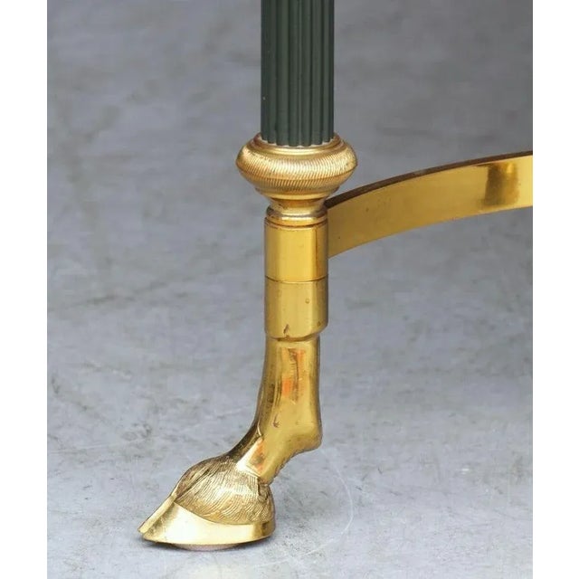 French Mid-Century Coffee or Cocktail Low Table of Brass With Green Marble Top For Sale - Image 12 of 13