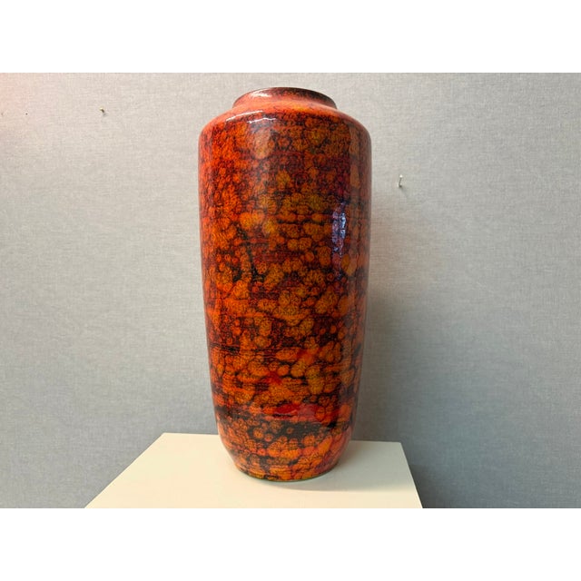 Mid-Century Modern Vintage Fat Lava Vase in Orange from Scheurich, 1970s For Sale - Image 3 of 16