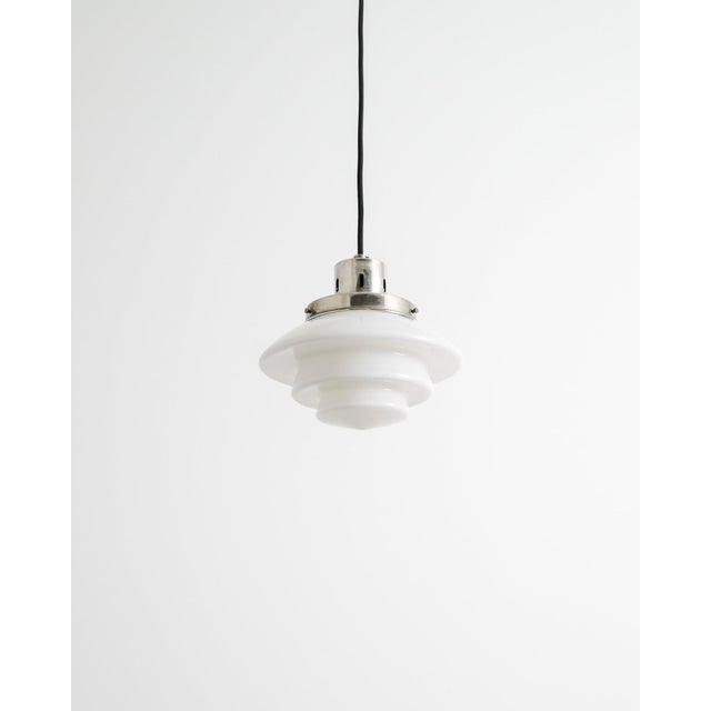 Mid-Century Finnish Glass & Chrome 1612 Pendant from Taito, Finland, 1940s For Sale - Image 3 of 6