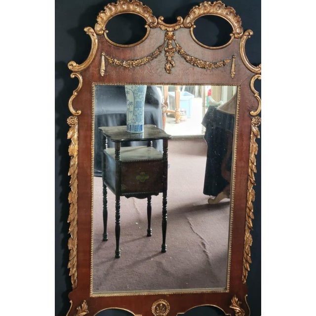 Neoclassical 1900 French Gilded Carved Wood Wall Mirror Neoclassical Decorative For Sale - Image 3 of 12