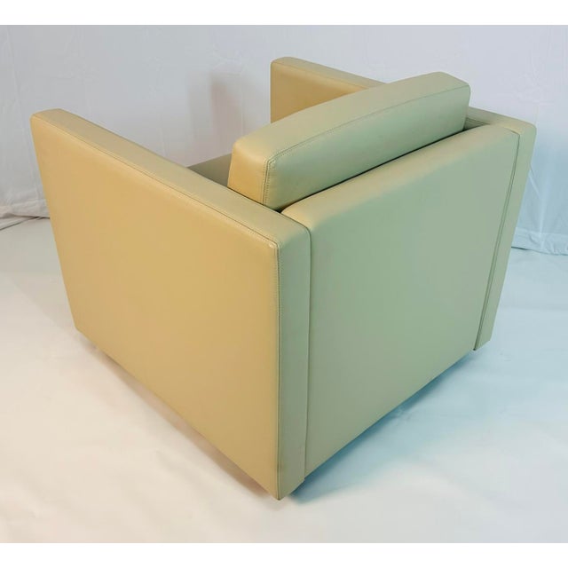 Cream Charles Pfister for Knoll Cream Leather Lounge Chair, Labeled, American 1980's For Sale - Image 8 of 17