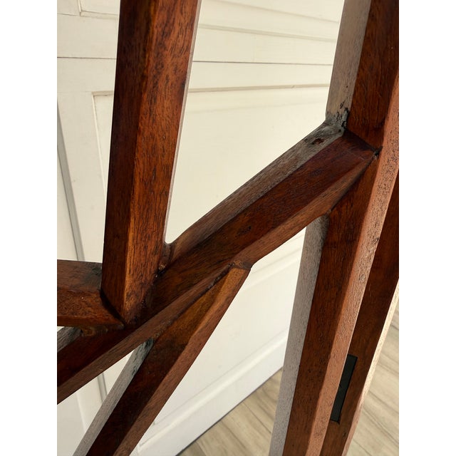 Organic Modern Geometric Wood Three-Panel Folding Screen Room Divider For Sale In Los Angeles - Image 6 of 10