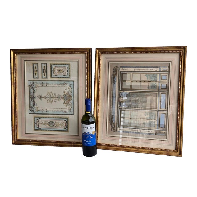 Wood 19th Century French Architectural Engravings Framed, Set of 2 For Sale - Image 7 of 12