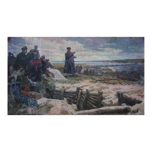 Soviet Army Oil Painting, Great Patriotic War, Ukrainian Artist, 1970s 110-196