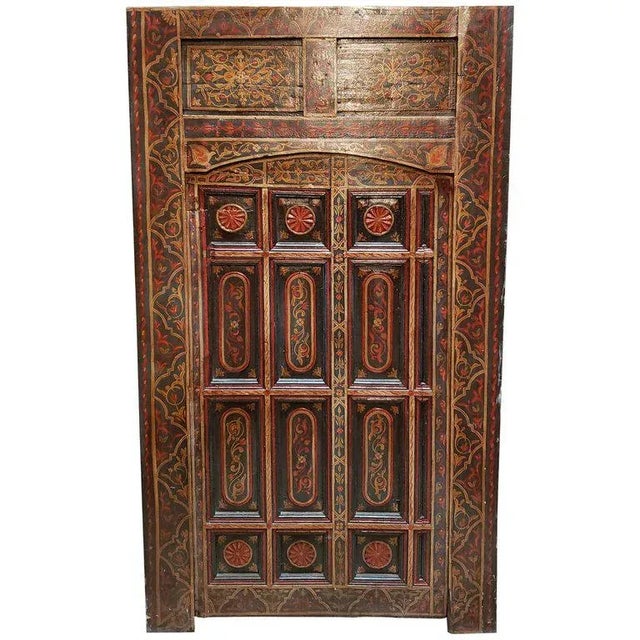 Brown 1970s Vintage Multi-Color Moroccan Wooden Door For Sale - Image 8 of 8