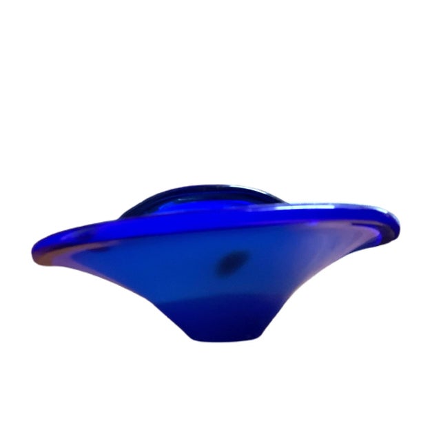 Vintage Fratelli Toso Murano Style Cobalt Blue With Colorful Millefiore Bowl For Sale - Image 10 of 11
