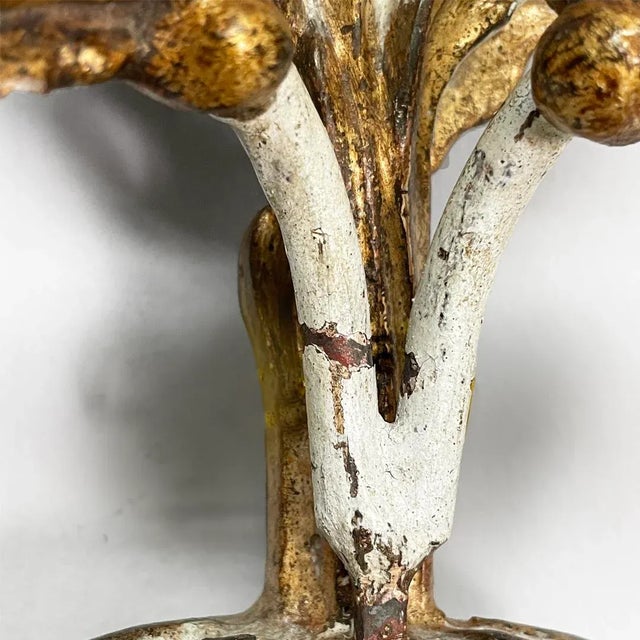 Italian Two-Light Wall Lamps in Wood with Gold Finish, 1700s, Set of 2 For Sale - Image 13 of 18