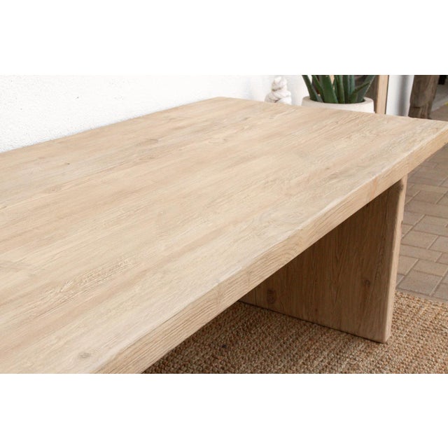 Grand Estate Reclaimed Bleached Wood Dining Table For Sale In Los Angeles - Image 6 of 13