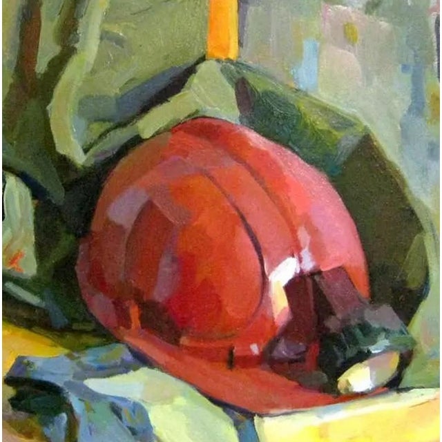 Soviet Art Oil Painting: Ukrainian Artist Moskvitin, Worker's Clothing on Canvas 61-61 For Sale - Image 4 of 6