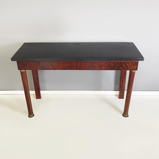Traditional Empire Italian Console Table in Black Marble and Walnut Wood, 1820s For Sale - Image 3 of 14