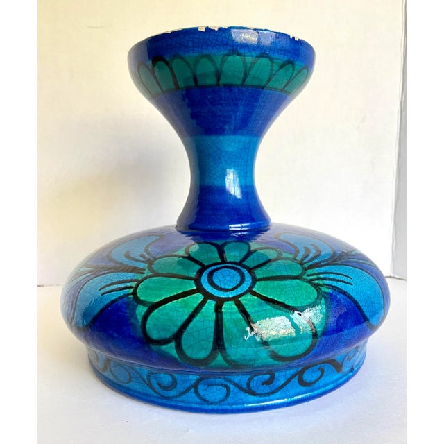 Vintage Italian Ceramic Glazed Pedestal Bowl For Sale - Image 12 of 13