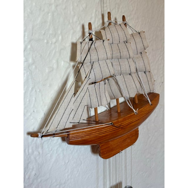 1980s 1980s Nautical Wooden Clipper Ship Wind Chime For Sale - Image 5 of 11