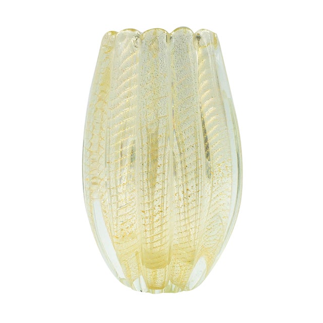 Italian Cordonato d'Oro Vase in Murano Glass from Barovier & Toso, 1950s For Sale