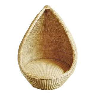Vintage Raw Wicker Pod Chair For Sale
