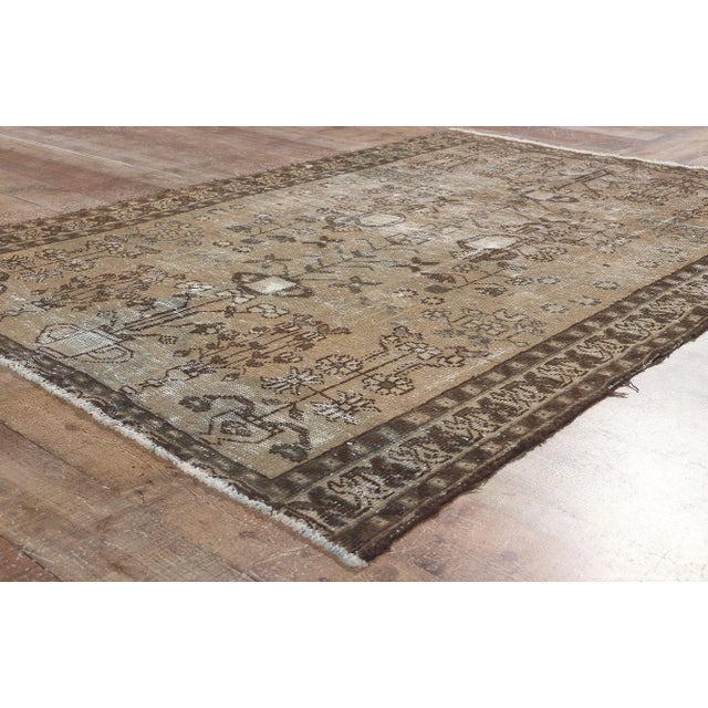 Textile Early 20th Century Distressed Faded Antique Persian Rug, 04'03 X 05'11 For Sale - Image 7 of 10