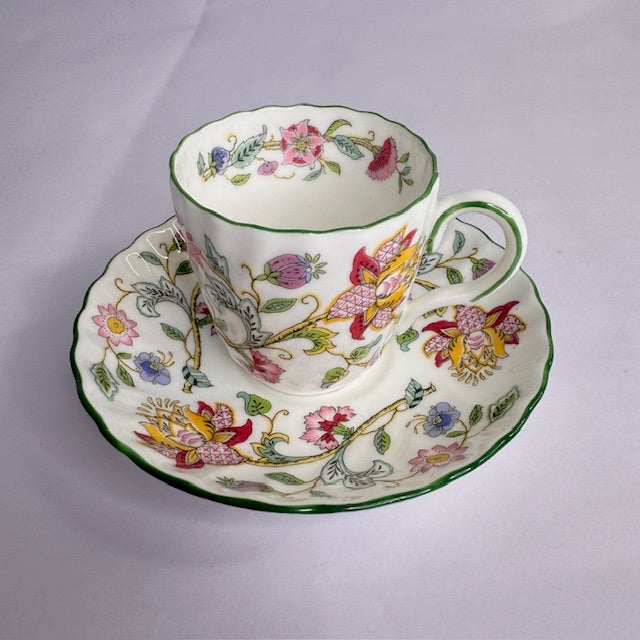 Vintage Minton Haddon Hall English Bone China Tea Set, 17 Pieces, Floral Chintz Pattern For Sale - Image 13 of 15