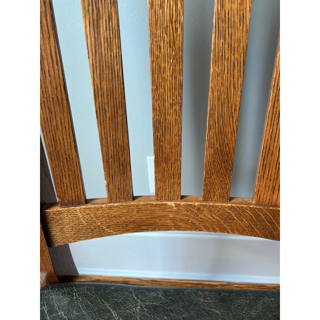 2000 - 2009 Set of 6 Stickley Mission Oak Cottage Dining Chairs Leather Seats For Sale - Image 5 of 10
