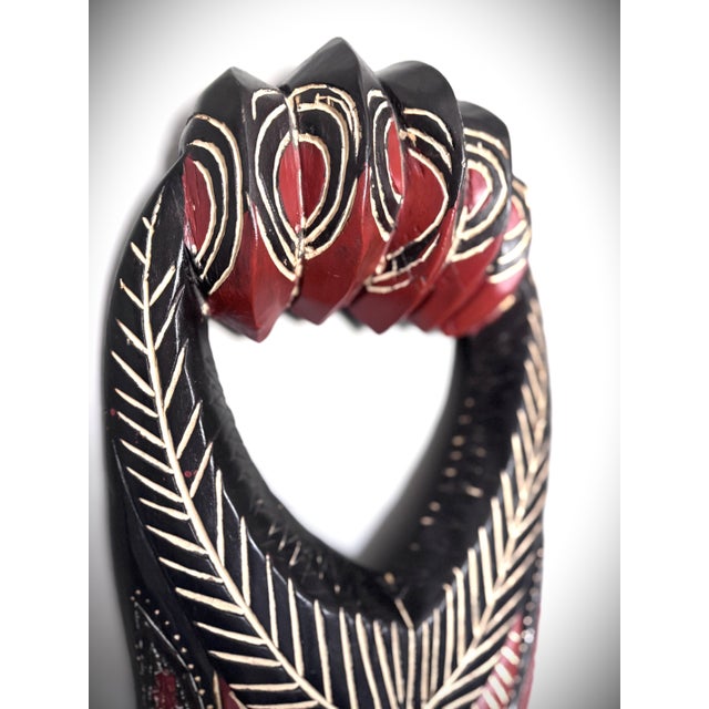 Ghanaian Hand-Carved African Ceremonial Wall Mask For Sale In Chicago - Image 6 of 10