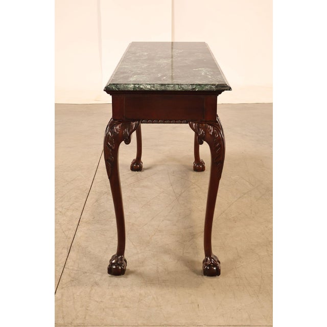 Stickley Chippendale Style Marble Top Mahogany Sofa Table Console For Sale - Image 13 of 18