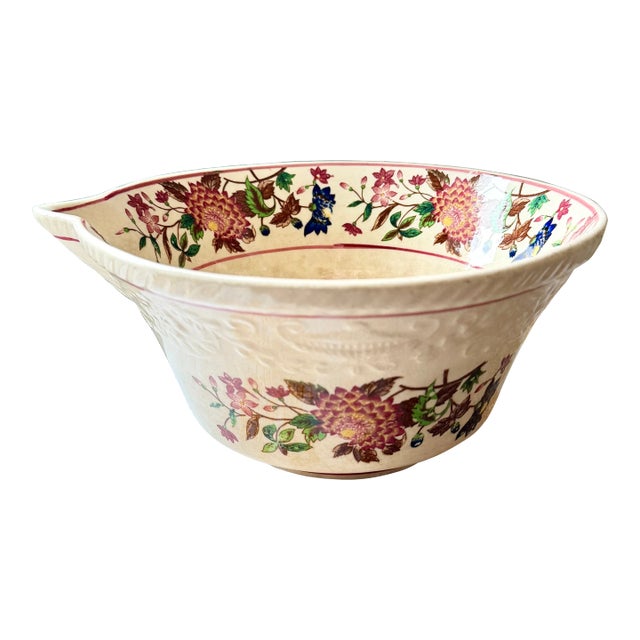 Antique Floral Japanese Mixing Bowl For Sale