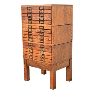 Antique Arts & Crafts 15-Drawer Flat Cabinet, Circa 1900 For Sale