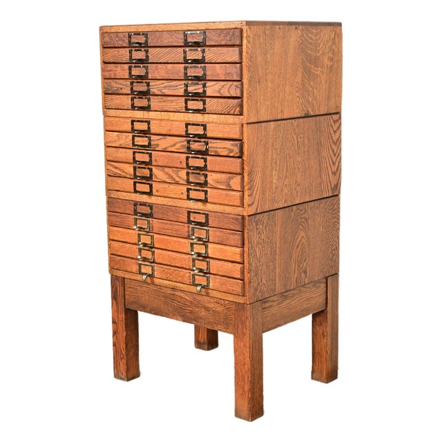 Antique Arts & Crafts 15-Drawer Flat Cabinet, Circa 1900 For Sale
