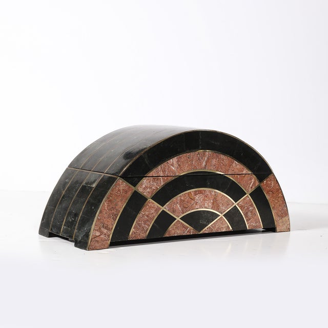 Mid-Century Tessellated Marble Demilune Box by Celerie Kemble for Maitland Smith For Sale - Image 12 of 13