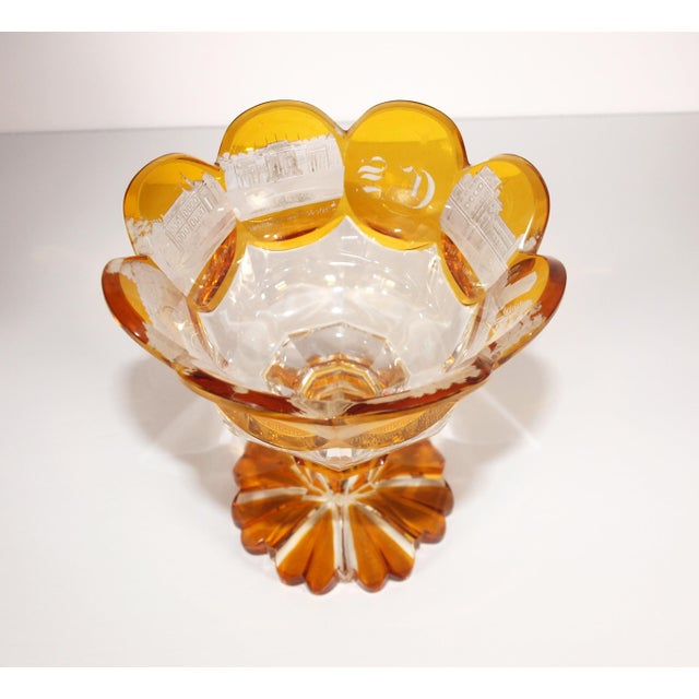 Glass Rare German Bohemian Crystal Chalice With Etched Historic Buildings For Sale - Image 7 of 9