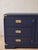 Wood 1970s Professionally Refinished Young Solid Oak Campaign Dresser Credenza, Navy Blue, Brass Hardware For Sale - Image 7 of 11