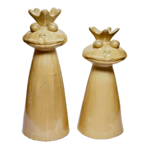 Vintage King Frog Garden Statues - Set of 2