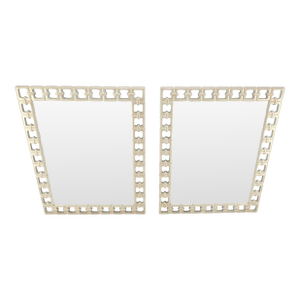 Pair of Silvered Chain Link Style Frames Rectangle Decorative Wall Mirrors