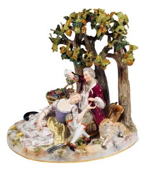 Shpherd Couple Under Trees Figurine by J.J. Kaendler for Meissen, 1860