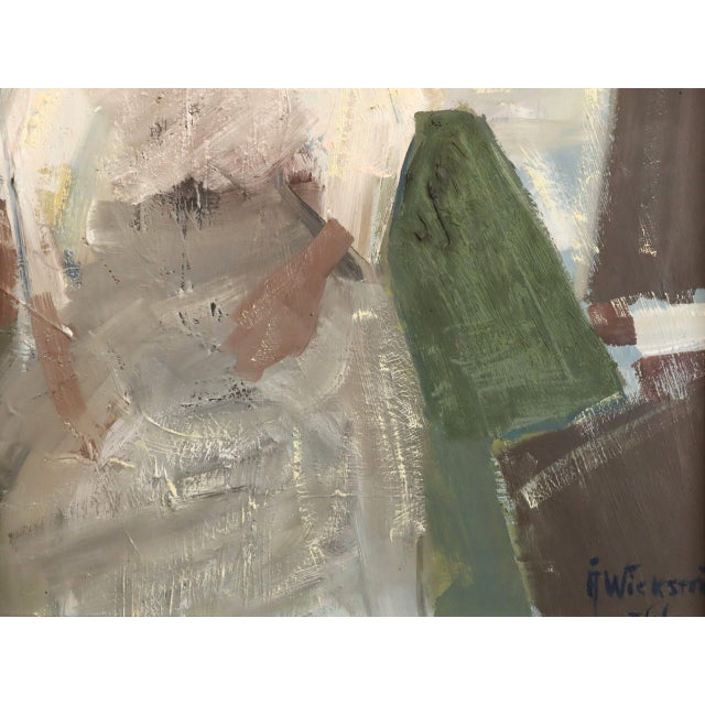 1961 Mid-Century Modern 'The Window Seat' Vintage Original Swedish Expressive Figurative Portrait Oil Painting, Framed For Sale - Image 11 of 12