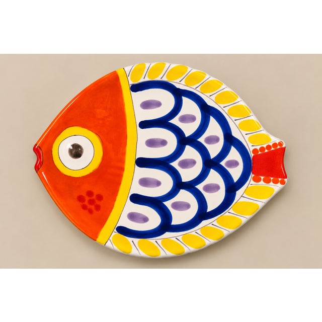 Ceramic Mid-Century Italian Hand Painted Desimone Family of Ceramic Fish Plates -Set of 5 For Sale - Image 7 of 10