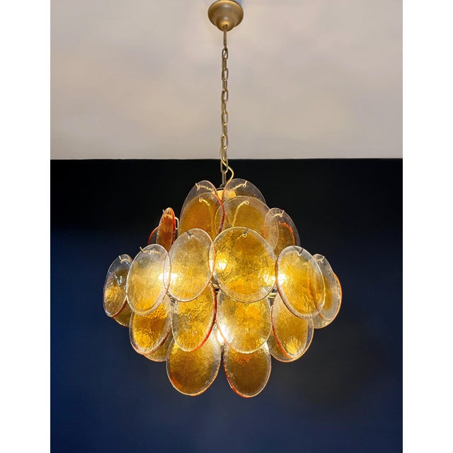 1990s Vintage Italian Amber Murano Glass Chandelier, 1990s For Sale - Image 5 of 18